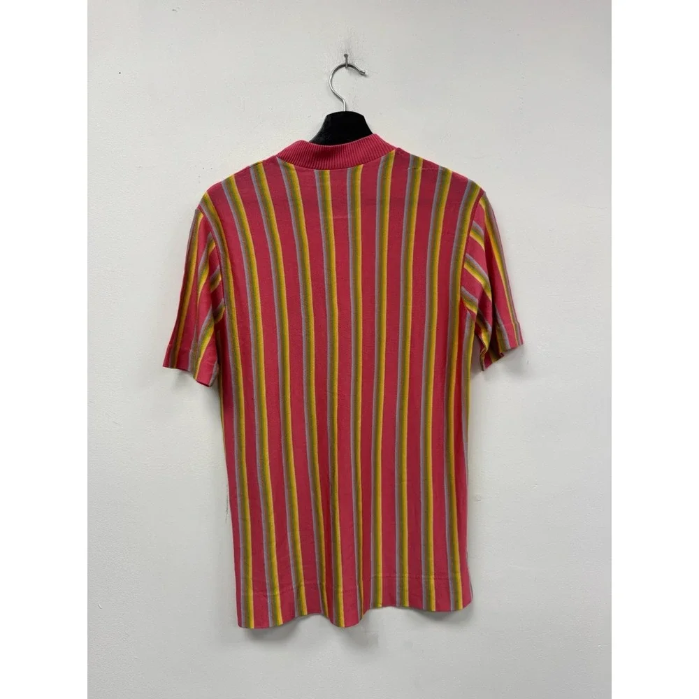 Vintage Europe‎ Craft Sweater Mens Small Multicolor Stripe Mock Neck 80s